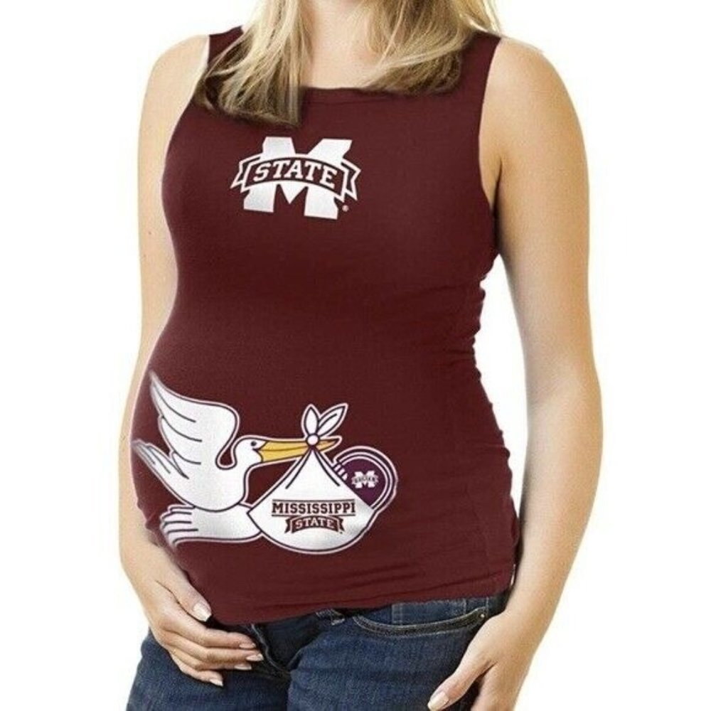 KLUTCH Maternity Tank Women‎ Small Burgundy Mississippi State Stork NWT